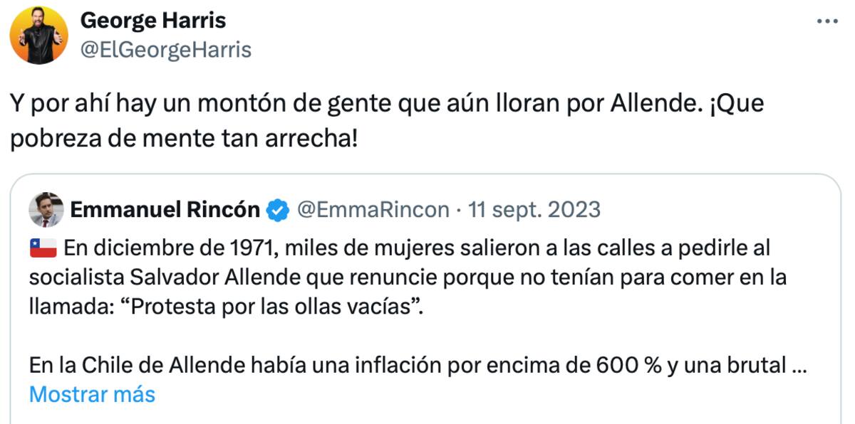 George Harris y su polémico Tweet contra Salvador Allende.