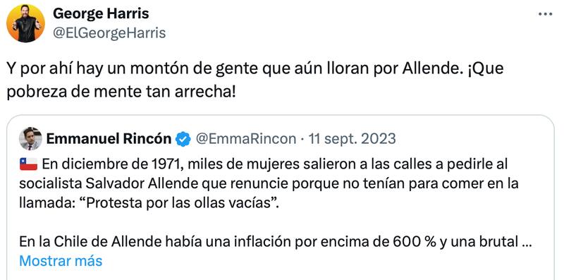 George Harris y su polémico Tweet contra Salvador Allende.