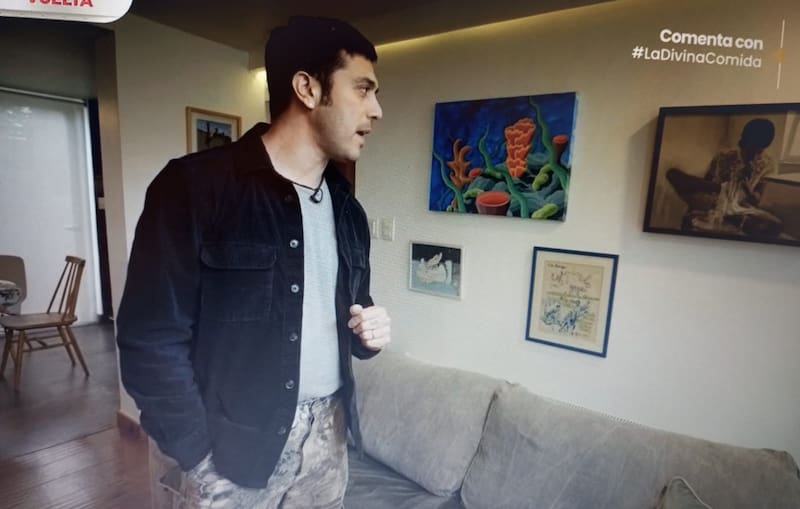 Gepe y su colección de cuadros. Créditos: Pantallazo CHV