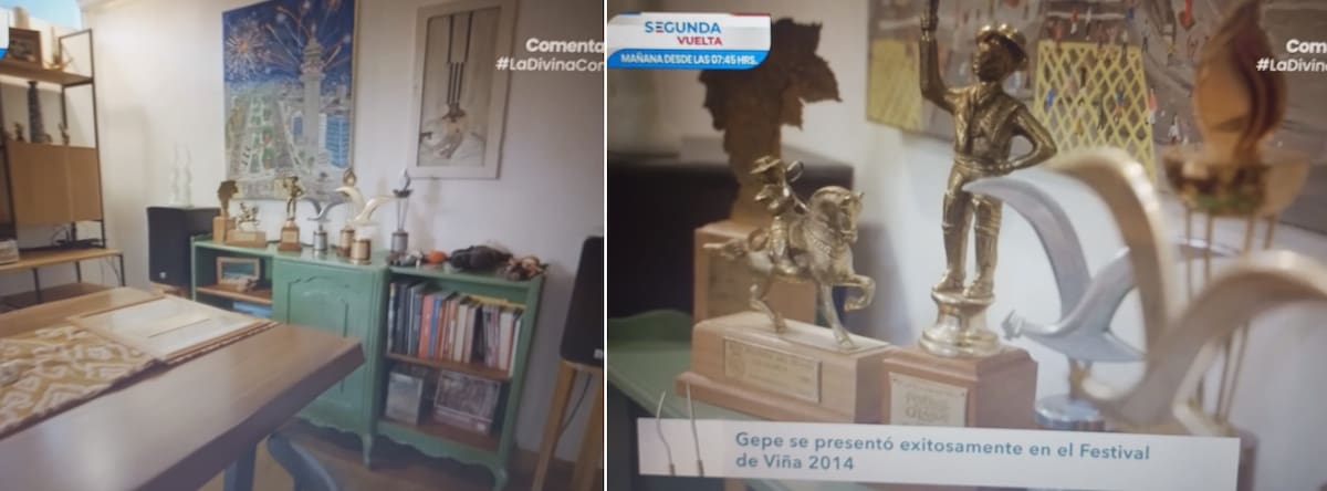 Gepe tiene a la vista sus premios ganados. Créditos: Pantallazo CHV