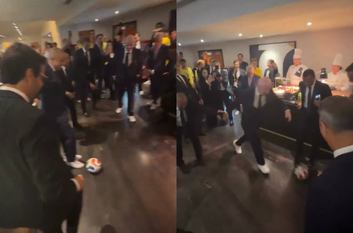 VIDEO | Leyendas de Brasil lanzan al medio a Gianni Infantino y juegan un “tontito” en pleno Mundial 2026