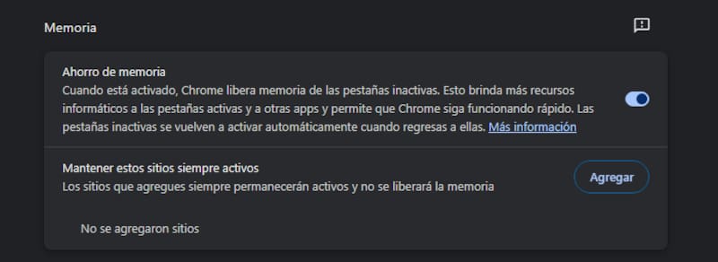 Podrás además añadir sitios que no se cierren.