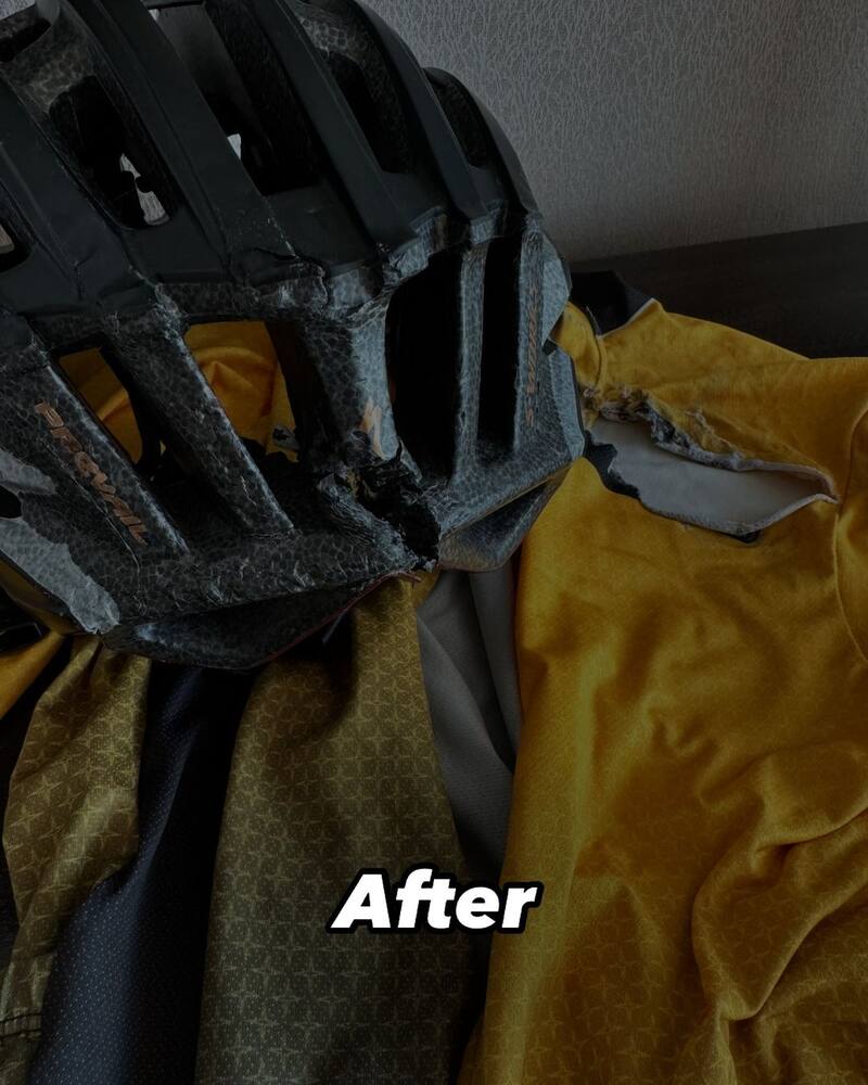 El casco de Gordon Ramsay después del grave accidente