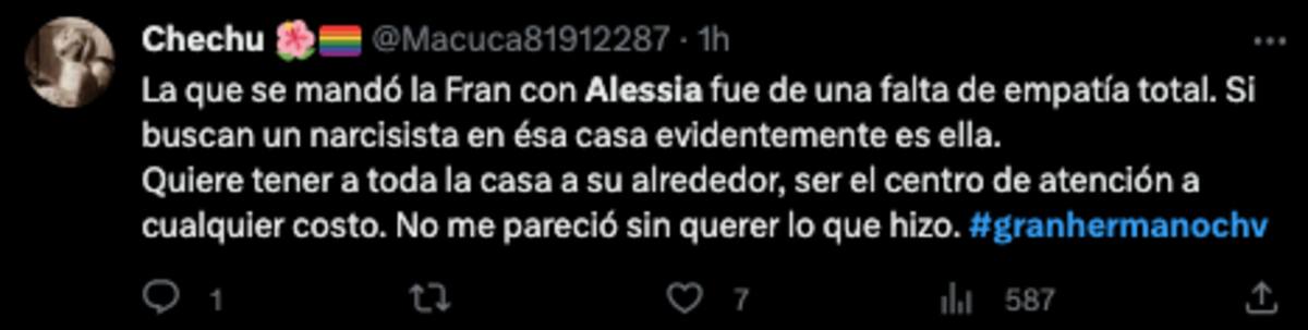 Las reacciones tras la conversación de Alessia Traverso y Francisca Maira. Foto: Twitter