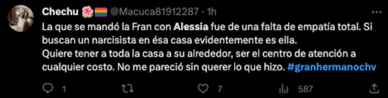 Las reacciones tras la conversación de Alessia Traverso y Francisca Maira. Foto: Twitter