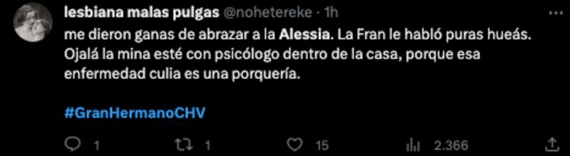 Las reacciones tras la conversación de Alessia Traverso y Francisca Maira. Foto: Twitter