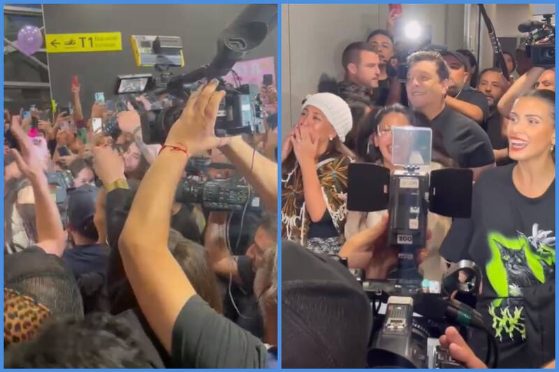 Llegada de las finalistas de Gran Hermano Chile al aeropuerto.