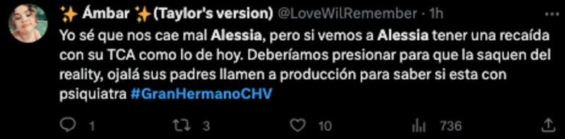 Las reacciones tras la conversación de Alessia Traverso y Francisca Maira. Foto: Twitter