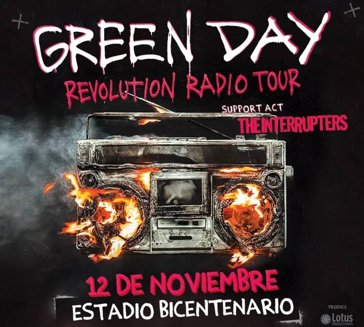 Afiche del último concierto que Green Day dio en Chile, correspondiente al 12 de noviembre de 2017 bajo la gira Revolution Radio.