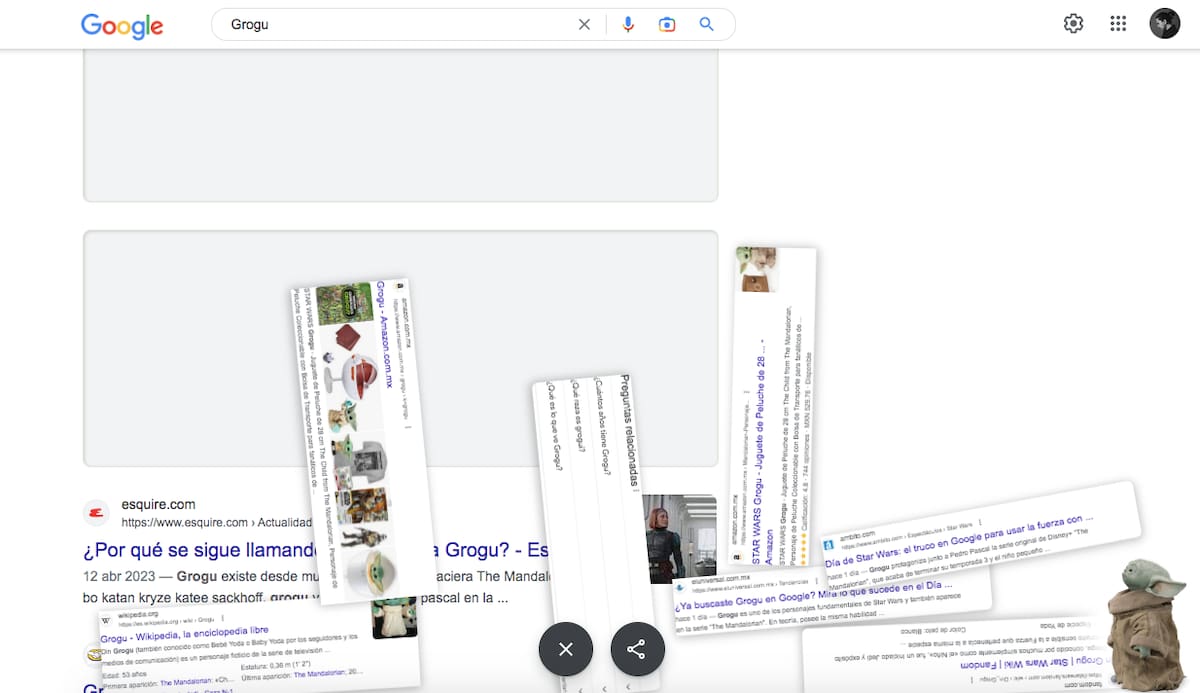 Lo que pasa si buscas Grogu en Google.