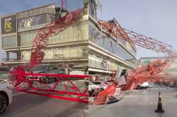 VIDEO | Las impactantes imágenes que dejó el desplome de una grúa en Arica: un fallecido y varias personas atrapadas