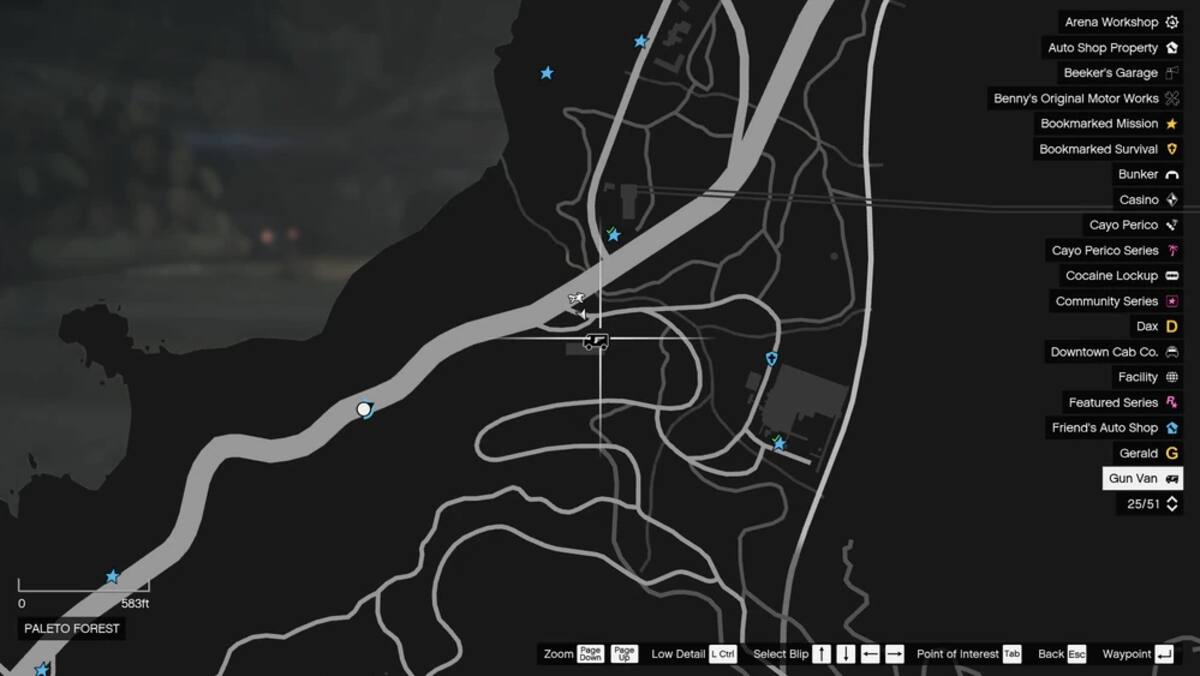 El mapa para llegar a la Gun Van