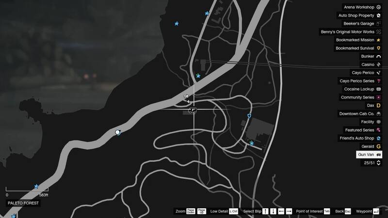 El mapa para llegar a la Gun Van