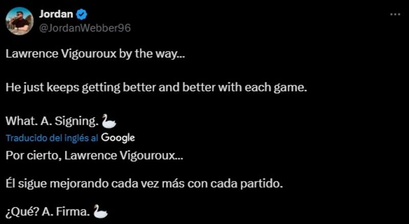 Halagos a Lawrence Vigoroux