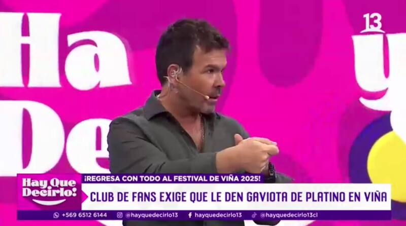 Nacho Gutiérrez, el conductor del programa habló sobre las posibilidades de entregarle este trofeo a la cantante nacional. Créditos: Canal 13.