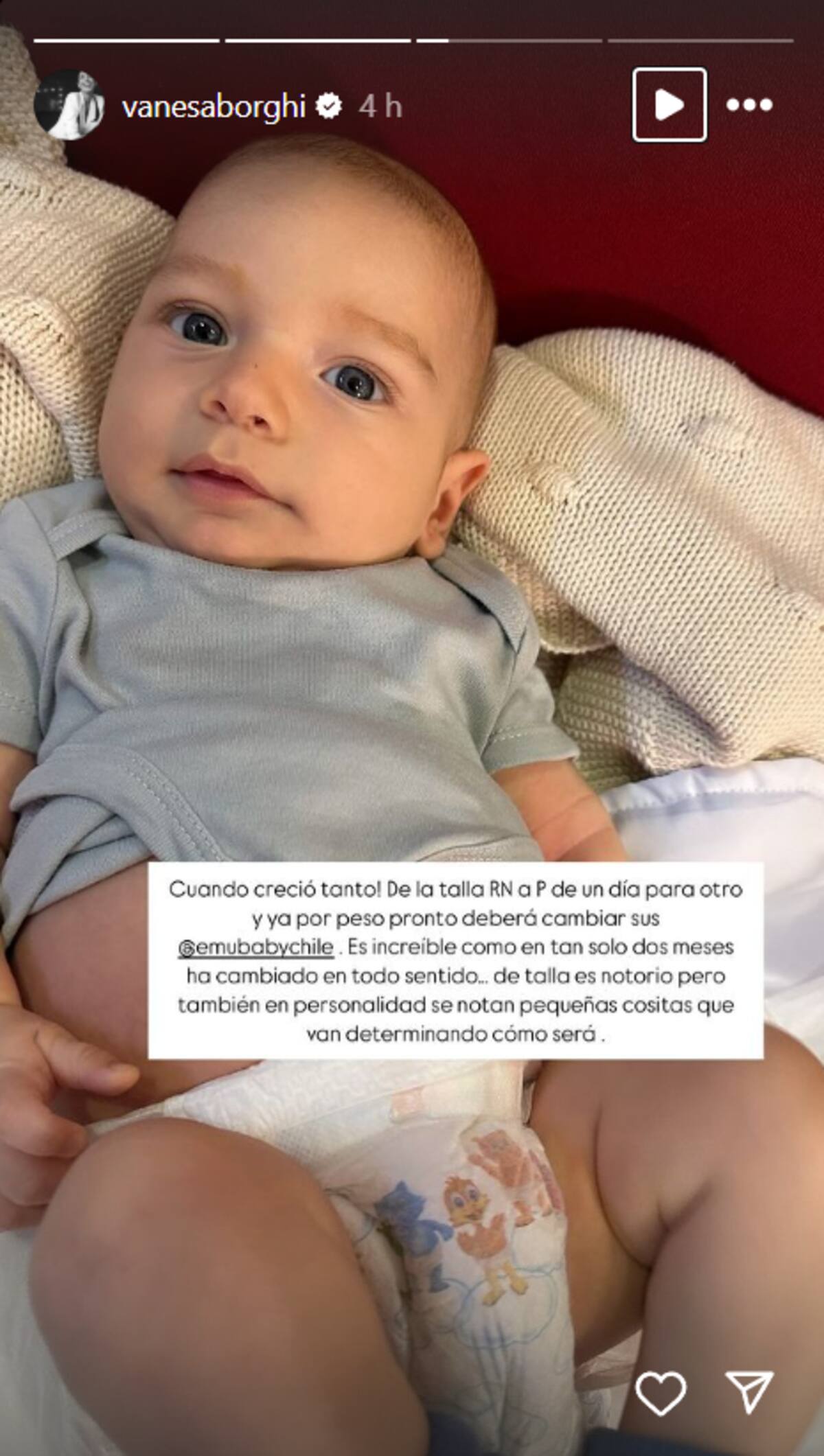 Hijo de Vanesa Borghi tiene casi 3 meses.