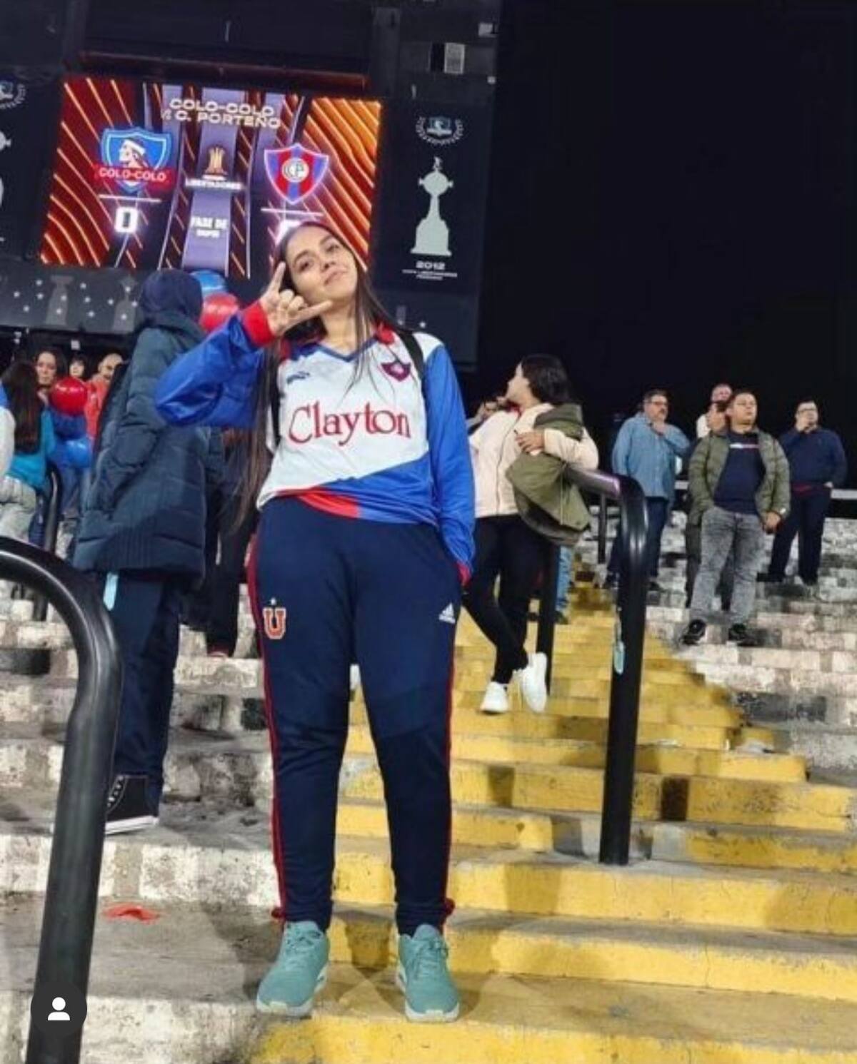 Hincha de la U en el Estadio Monumental apoyando a Cerro Porteño