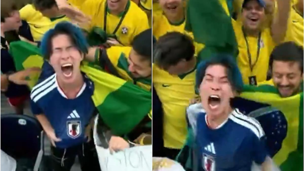 VIDEO | Japonés estaba en el estadio rodeado de brasileños que le gritaron el 2-1 y su reacción se volvió viral