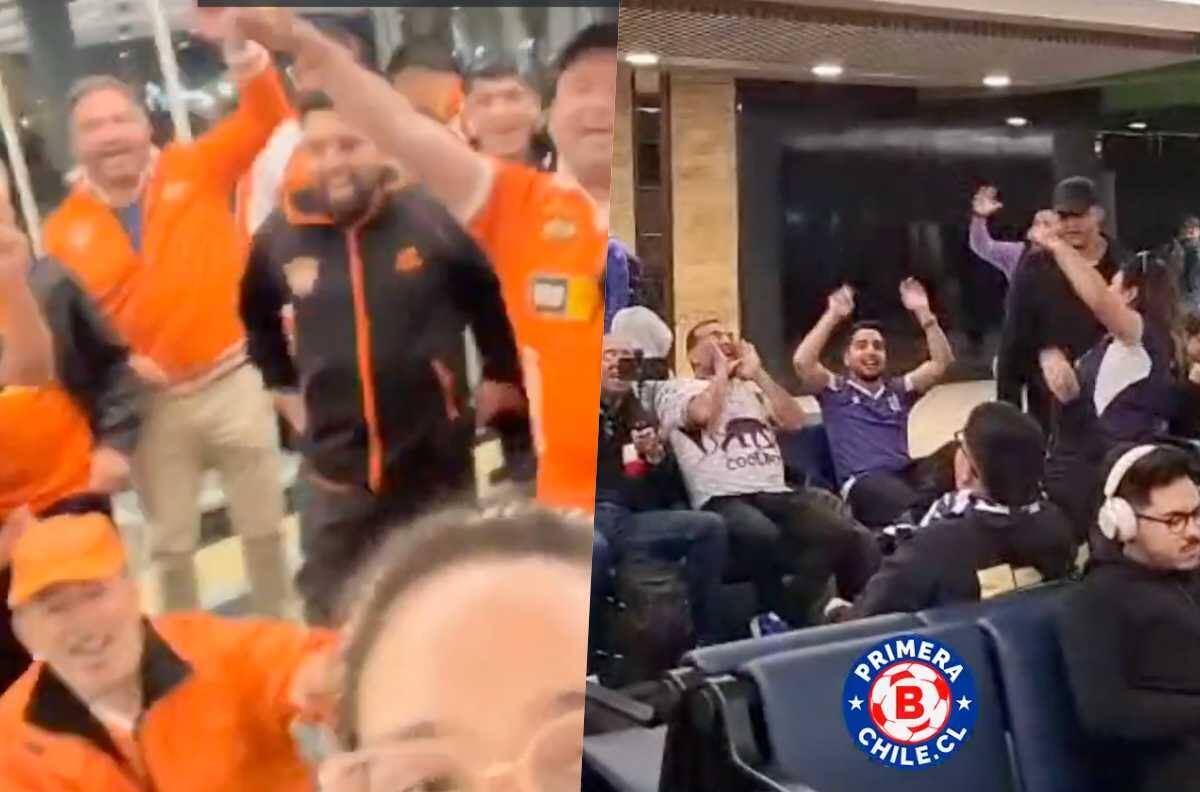 Hinchas de Cobreloa y Deportes Concepción se encontraron en el aeropuerto y así reaccionaron