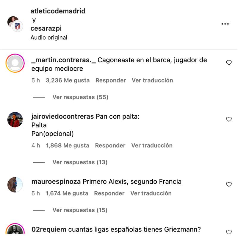 Hinchas chilenos reaccionan a insulto de Griezmann a Alexis Sánchez.