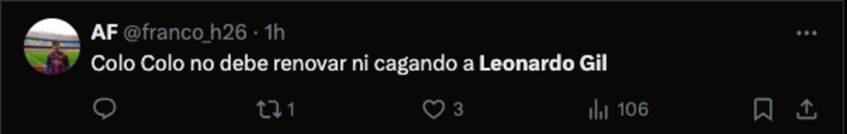 Hinchas de Colo Colo exigen que Leonardo Gil no renueve