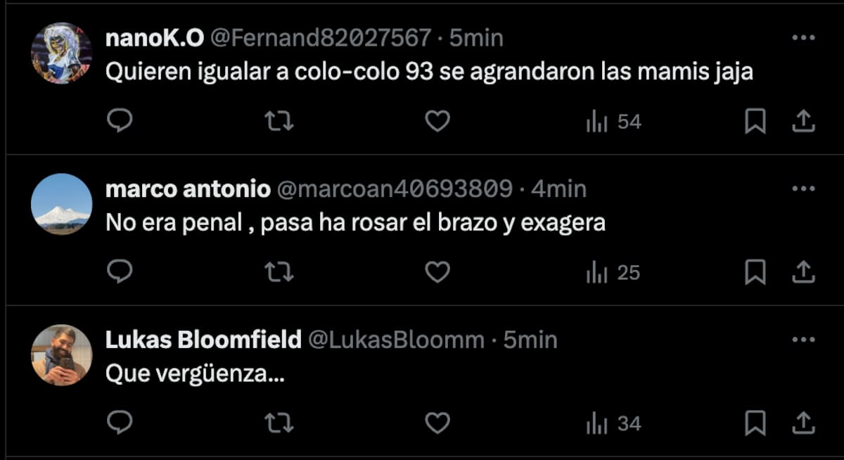 Hinchas de Colo Colo indignados por el penal que le cobraron a la U.