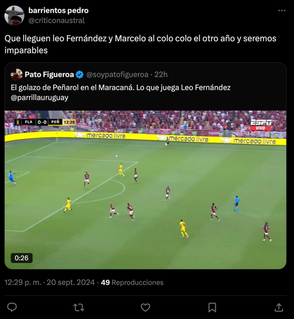 Hinchas de Colo Colo piden a Leonardo Fernández, ex U, como refuerzo para el 2025.