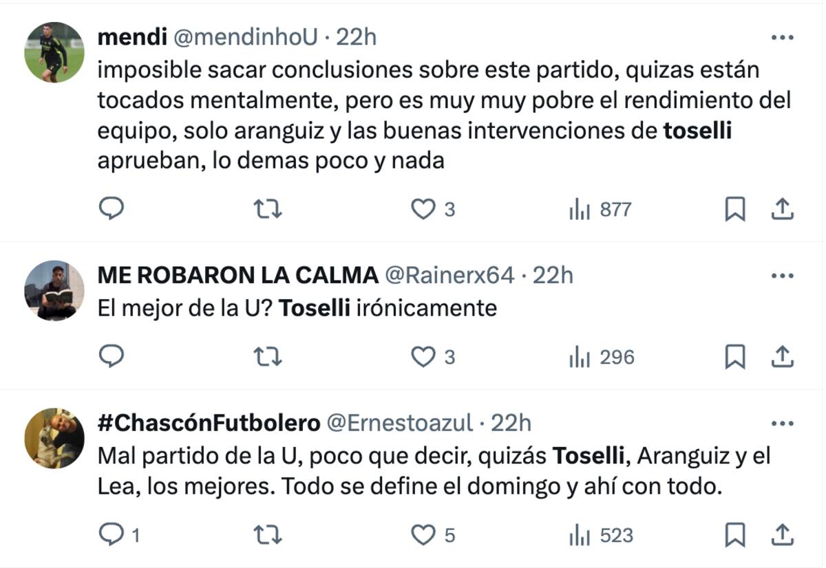 Hinchas de la U maravillados con Toselli.