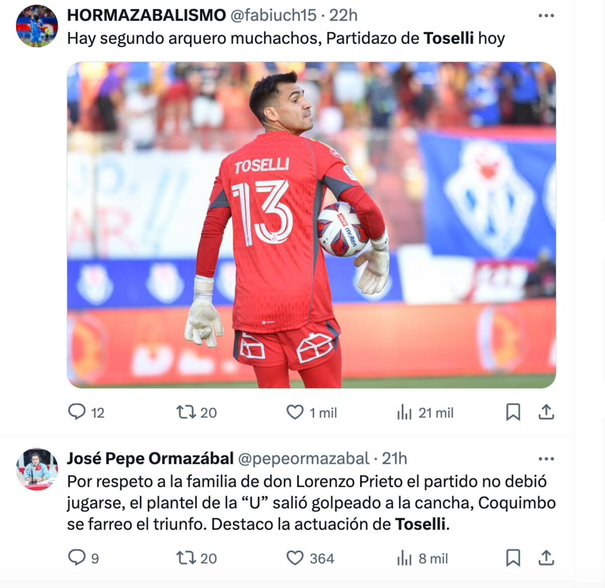 Hinchas de la U maravillados con Toselli.