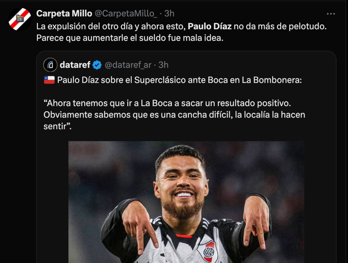 Hinchas de River exigen la salida de Paulo Díaz.