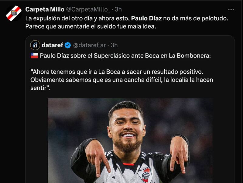 Hinchas de River exigen la salida de Paulo Díaz.