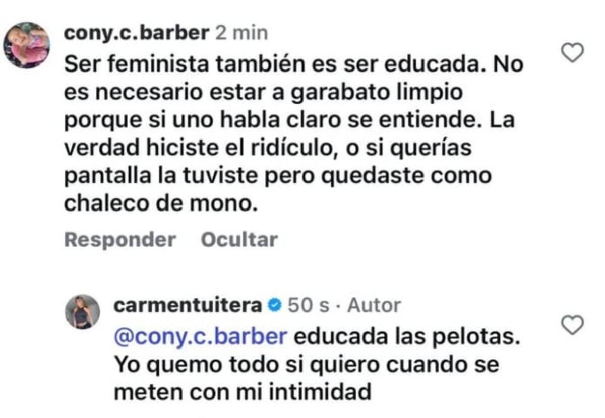 La influencer respondió a una crítica. Créditos: Instagram