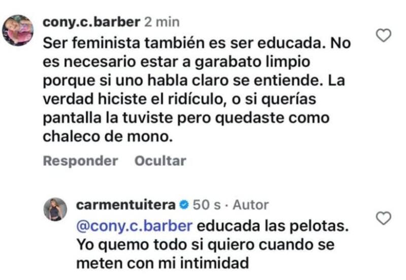 La influencer respondió a una crítica. Créditos: Instagram