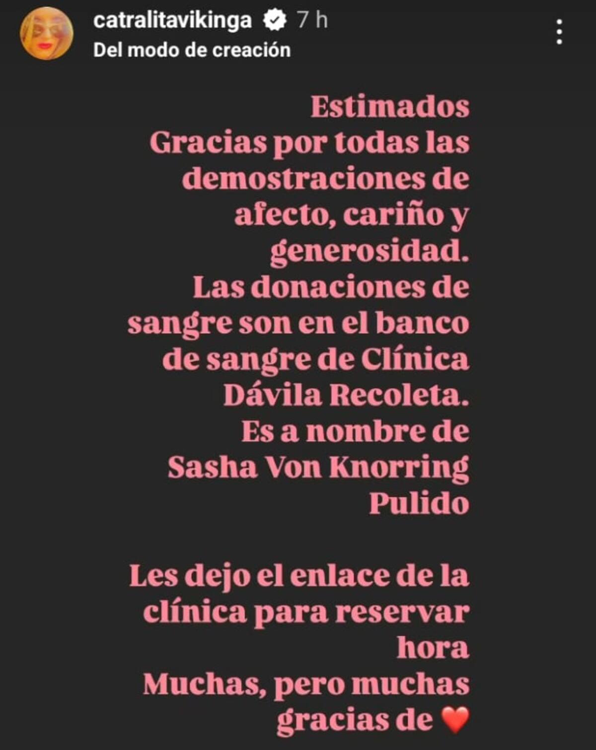 Historia de Cata Pulido. Créditos: Instagram