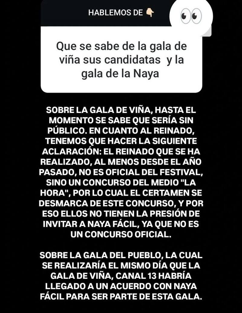 Naya Fácil contaría con el apoyo de Canal 13. Créditos: Instagram