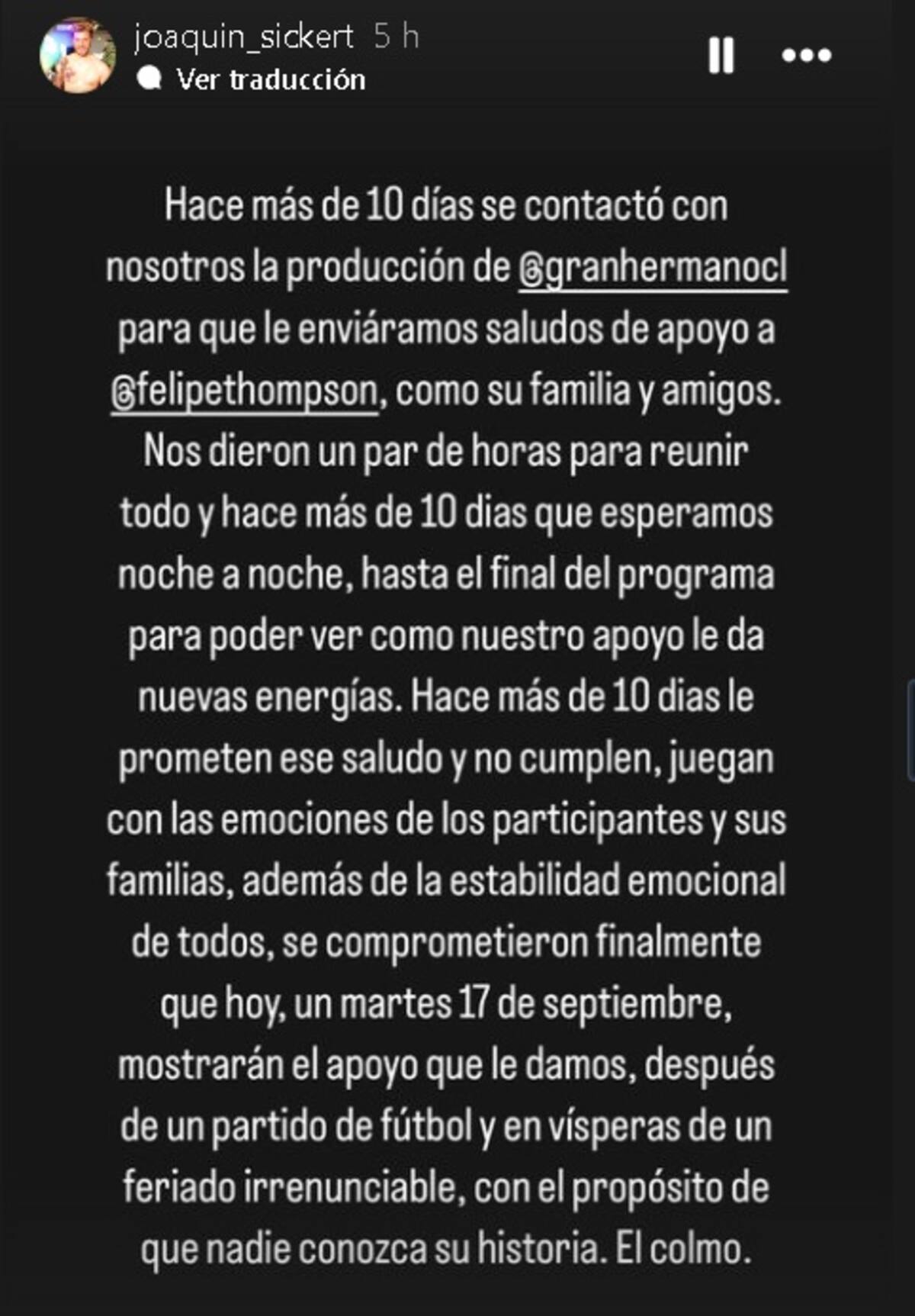 Historia de Joaquín Sickert. Créditos: Instagram