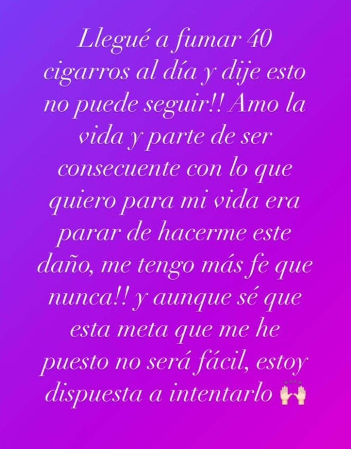La periodista está dispuesta a dejar el vicio. Créditos: Instagram