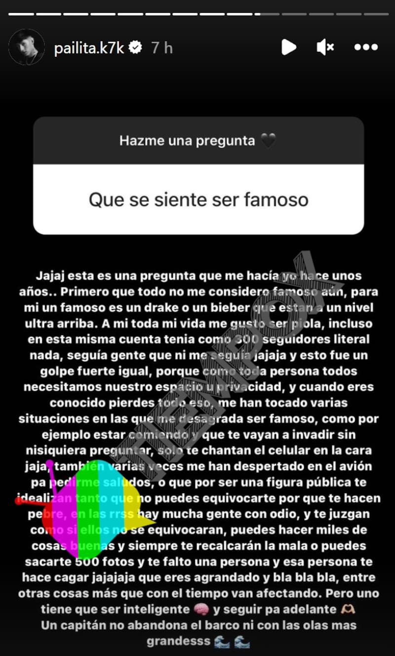Historia de Pailita / Créditos: Instagram