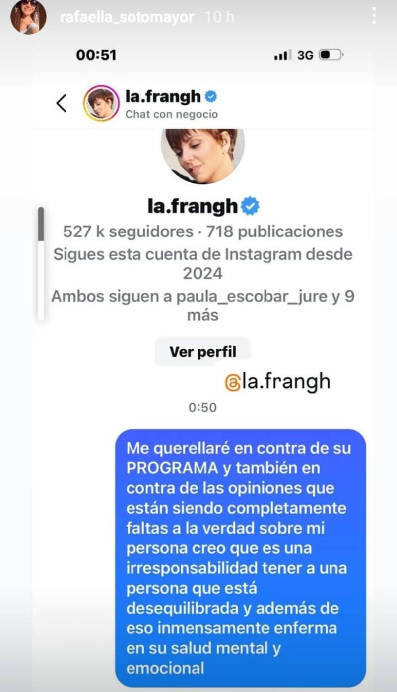 Historia de Rafaella Sotomayor. Créditos: Instagram