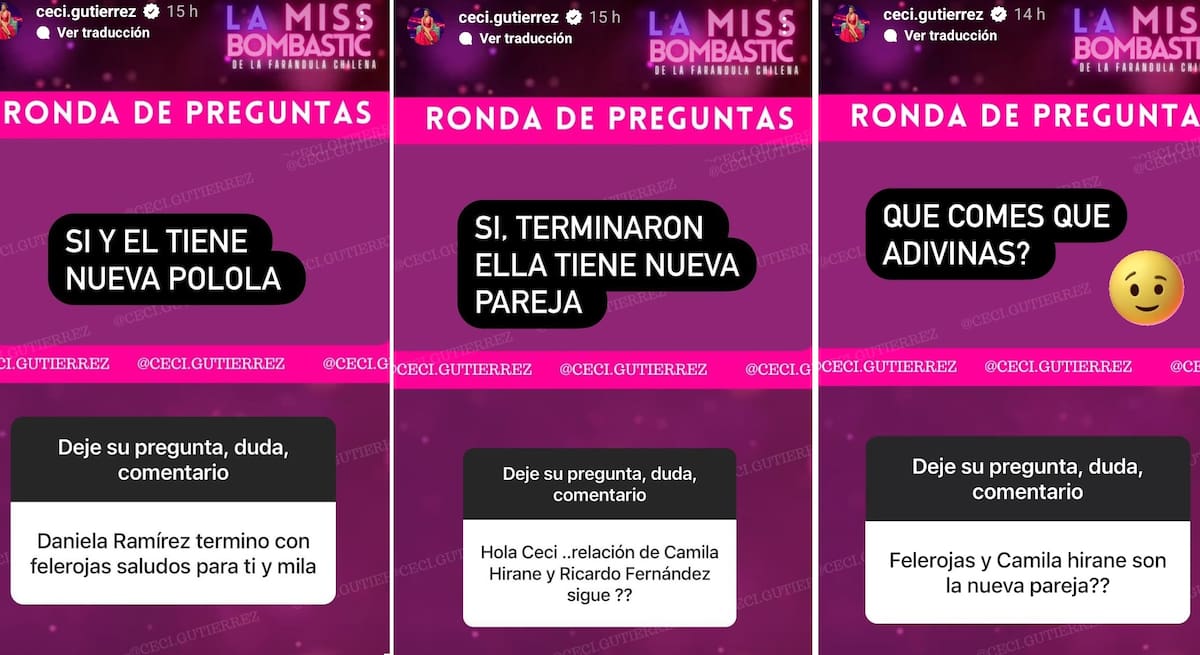 Historias de Cecilia Gutiérrez. Créditos: Instagram
