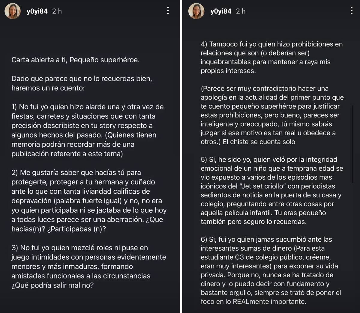 Historias de Yoyi Riveros. Créditos: Instagram