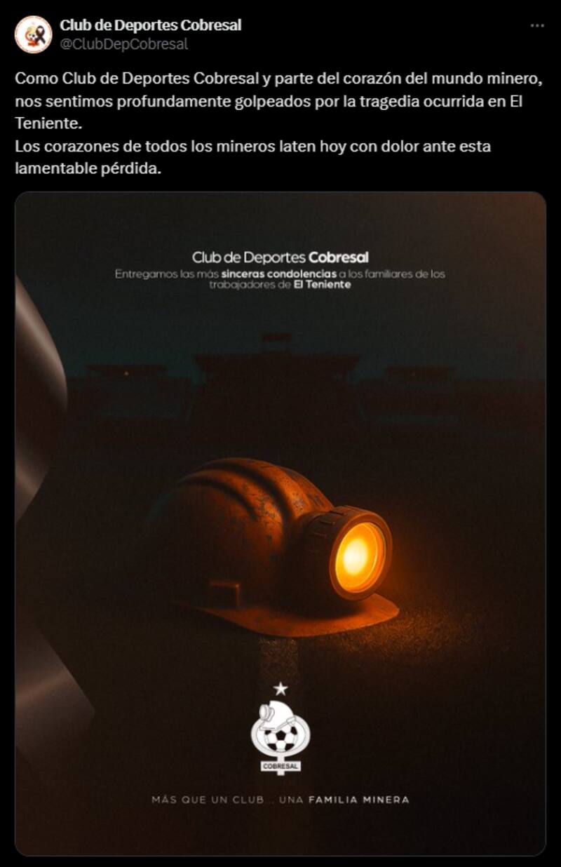 Cobresal y su mensaje a la tragedia de El Teniente.