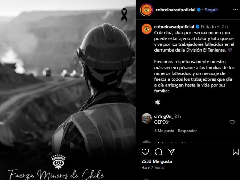 Cobreloa y su mensaje a la tragedia de El Teniente.