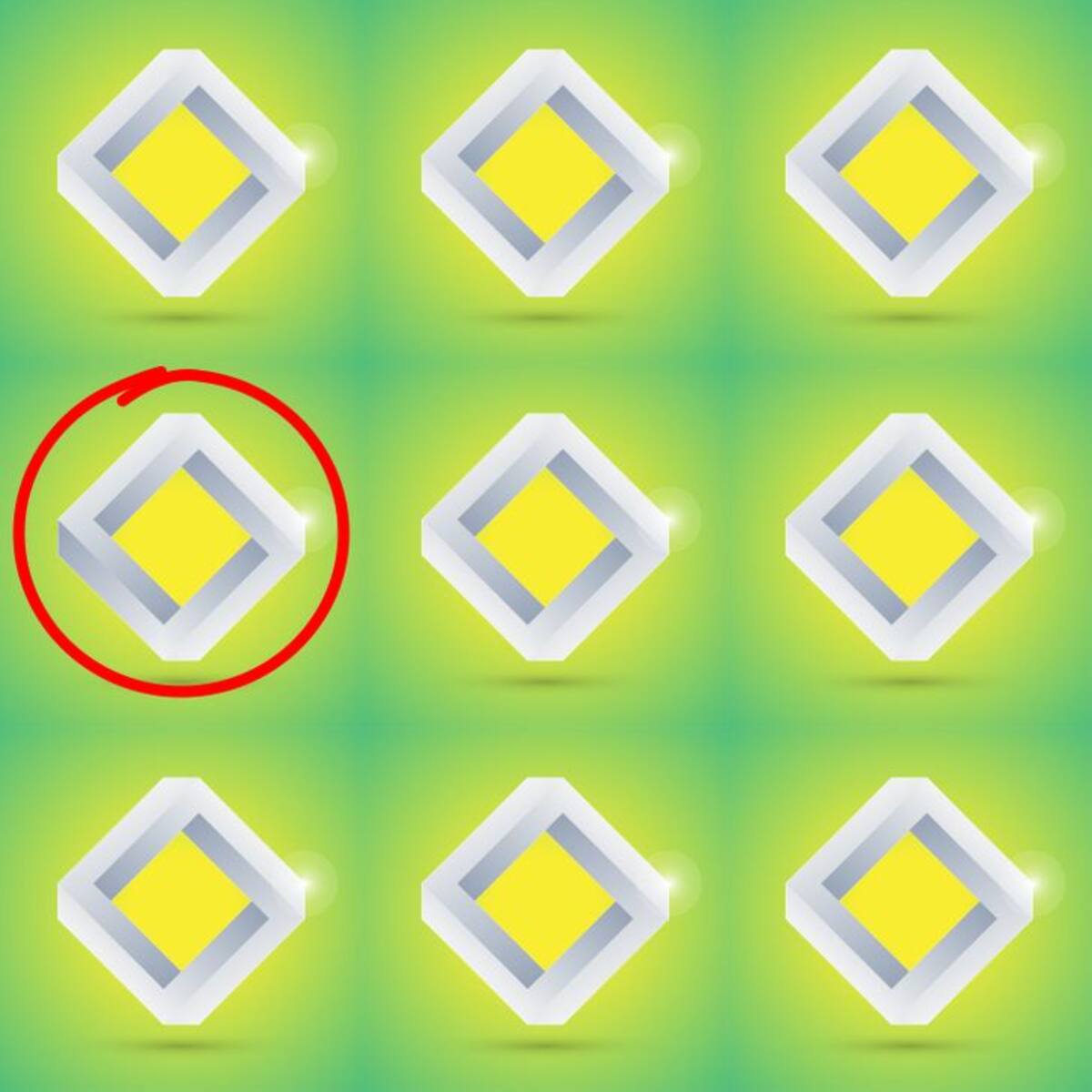 Solución: ¿Puedes identificar cuál de estos rombos es diferente? - genial.guru