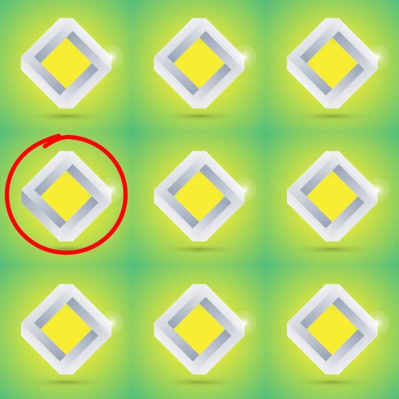 Solución: ¿Puedes identificar cuál de estos rombos es diferente? - genial.guru