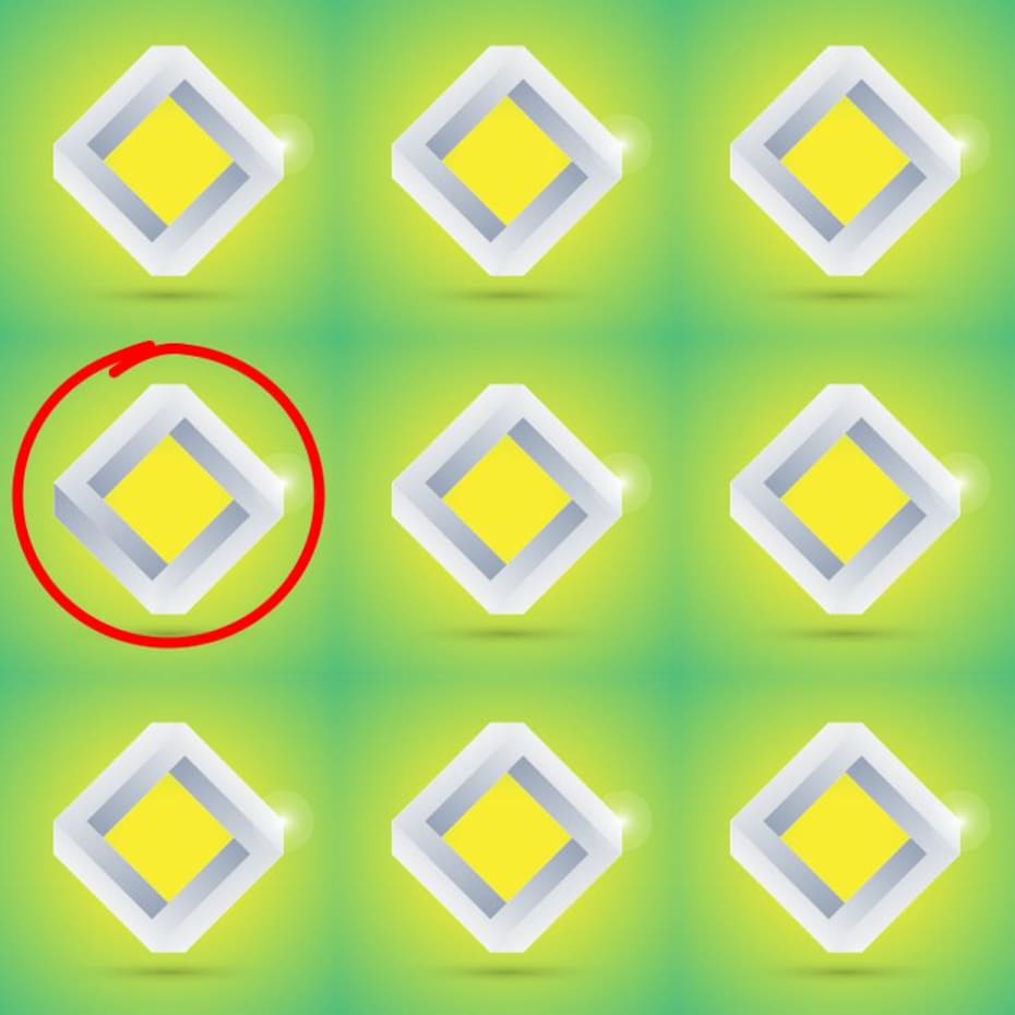 Solución: ¿Puedes identificar cuál de estos rombos es diferente? - genial.guru