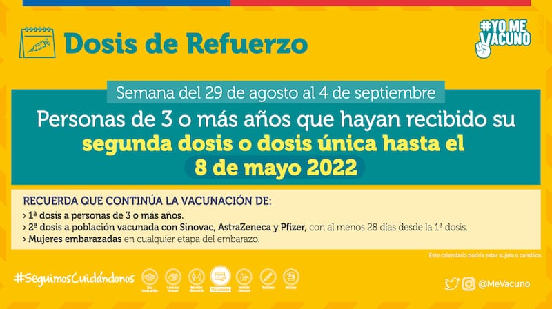 Revisa tu dosis de refuerzo. Créditos: Minsal