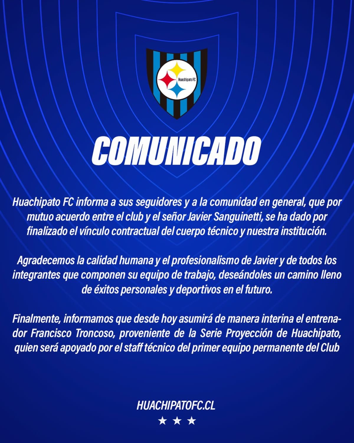 informó sobre la salida de Javier Sanguinetti.