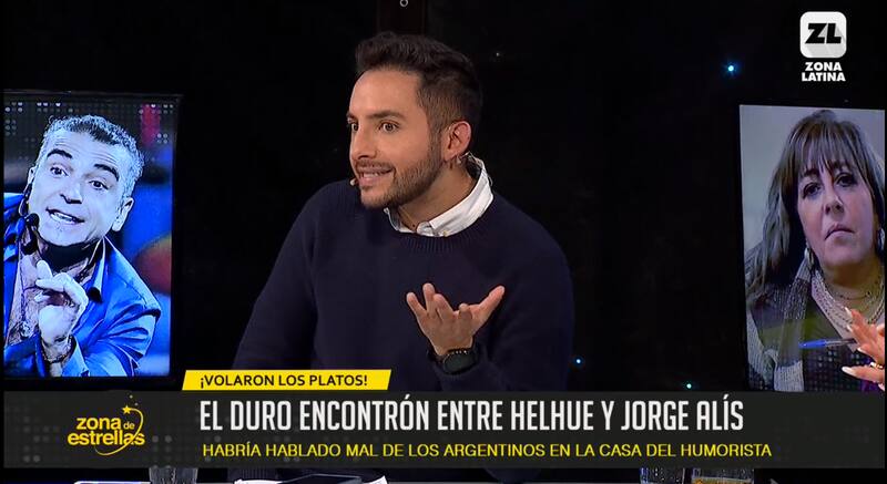 Hugo Valencia en "Zona de Estrellas" opinando sobre la pelea de Helhue Sukni y Jorge Alís en las grabaciones de "La Divina Comida".