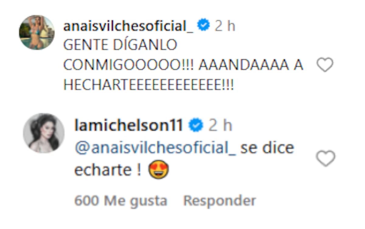 Este fue el breve intercambio entre ambas en una publicación de Instagram.